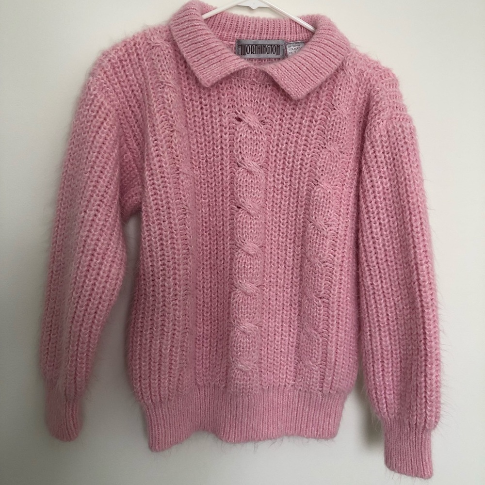 Vintage pink collared sweater size small